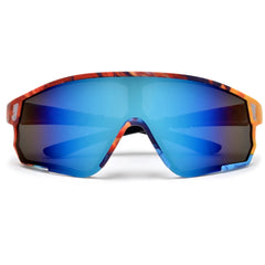 Colorful Mirrored Multi Graphics Frame Sports Shield Sunglasses