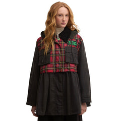 BARBOUR X GANNI TARTAN PEPLUM WAXED JACKET