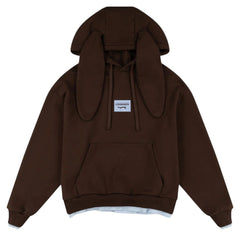 CHARLES JEFFREY LOVERBOY RABBIT EARS HOODY in BROWN LIGHT BLUE