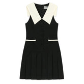KIMHEKIM MALEVICH SAILOR COLLAR PLEATED SLEEVELESS DRESS