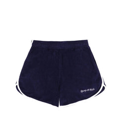 SPORTY & RICH WOMEN'S ITALIC LOGO TERRY SHORTS