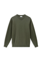 Woolrich Logo Crewneck Sweater Olive Green Men