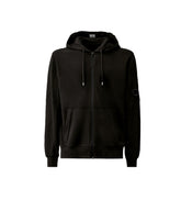 CP Company Light Fleece Full Zip Sweatshirts Hooded Open Black Men
