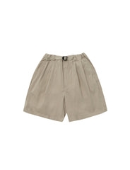 Two Tuck Wide Half Pant Beige