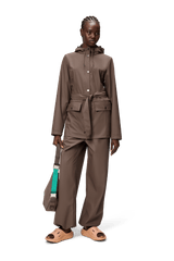 Rains Curve Short Jacket Brown