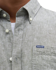 Camicia Barbour Lino Botton Down Oliva Uomo