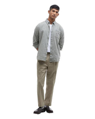 Camicia Barbour Lino Botton Down Oliva Uomo