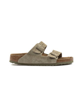 Birkenstock Arizona Faded Khaki Suede Leather Suola Morbida Narrow Fit