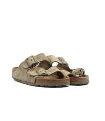 Birkenstock Arizona Faded Khaki Suede Leather Suola Morbida Narrow Fit