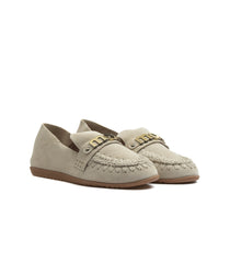 Mou Slip-On Suede Ballerina Letter Logo