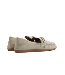 Mou Slip-On Suede Ballerina Letter Logo