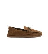 Mou Slip-On Suede Ballerina Letter Logo