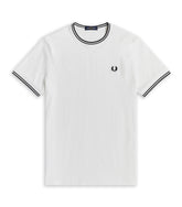 Fred Perry White Striped Neck T-Shirt for Men