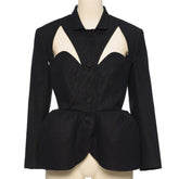 pushBUTTON BLACK HOURGLASS CUTOUT JACKET
