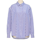 pushBUTTON BLUE STRIPE WIRE-SLEEVE OVERSIZED SHIRT