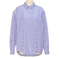 pushBUTTON BLUE STRIPE WIRE-SLEEVE OVERSIZED SHIRT