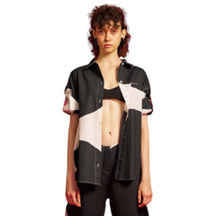 pushBUTTON WHITE DOT ROLL-UP SLEEVE SHIRT