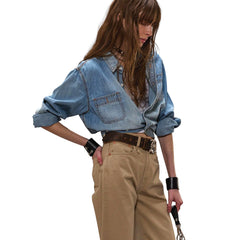 R13 WRAP AROUND DENIM WORK SHIRT