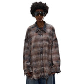 R13 SHREDDED SEAM DROP NECK SHIRT
