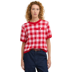 BARBOUR ESTHER GINGHAM CREW NECK JUMPER