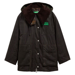 BARBOUR X GANNI TARTAN WAXED DUFFLE COAT