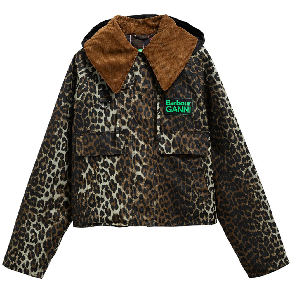 BARBOUR X GANNI LEOPARD PRINT WAXED ANORAK
