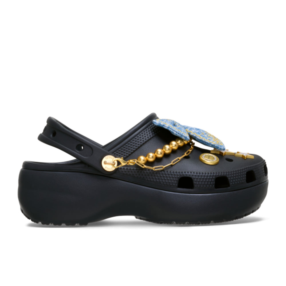 CROCS WOMEN'S CLASSIC PLATFORM DEMIM GLITZ CLOG