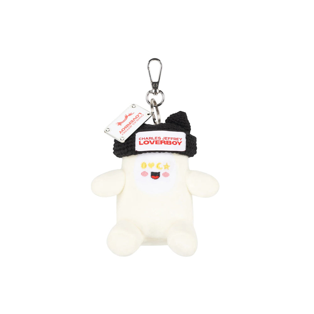 CHARLES JEFFREY LOVERBOY GROMLIN PLUSH KEYRING in ECRU BLACK