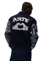 Arte Antwerp Graffiti Varsity Jacket  Navy