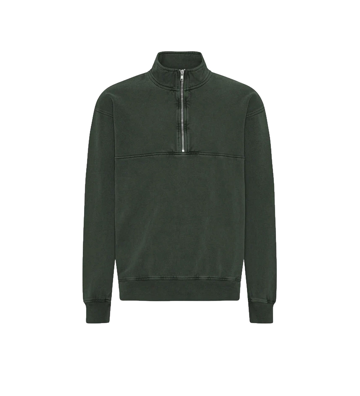 Colorful Stabdard Felpa Zip A 3/4 Cotone Organico Verde Foresta