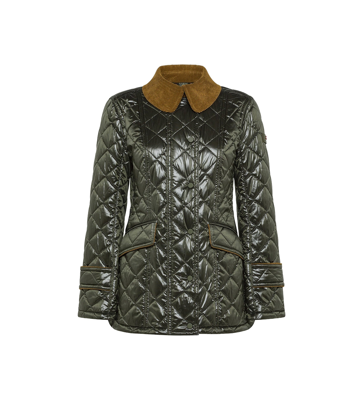 Peuterey Piumgiacca Delft Trapuntata Collo Velluto Verde Donna