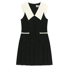 KIMHEKIM MALEVICH SAILOR COLLAR PLEATED SLEEVELESS DRESS