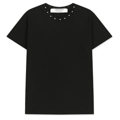 KIMHEKIM PEARL EMBELLISHED NECK LINE SLIM FIT T-SHIRT