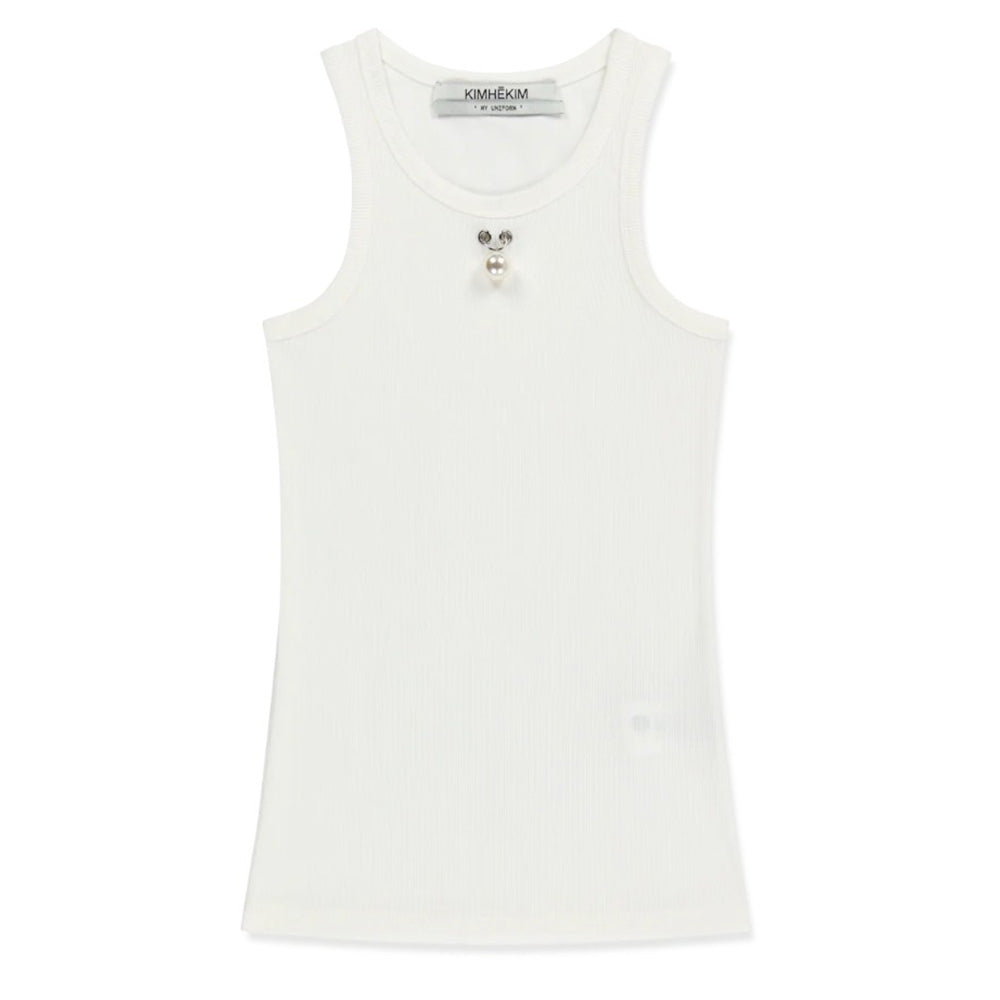 KIMHEKIM ONE PEARL PIERCING SLEEVELESS TOP