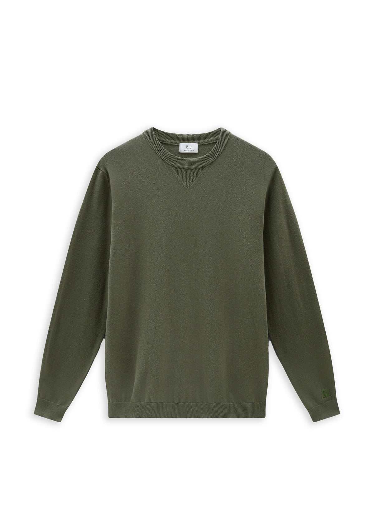 Woolrich Logo Crewneck Sweater Olive Green Men