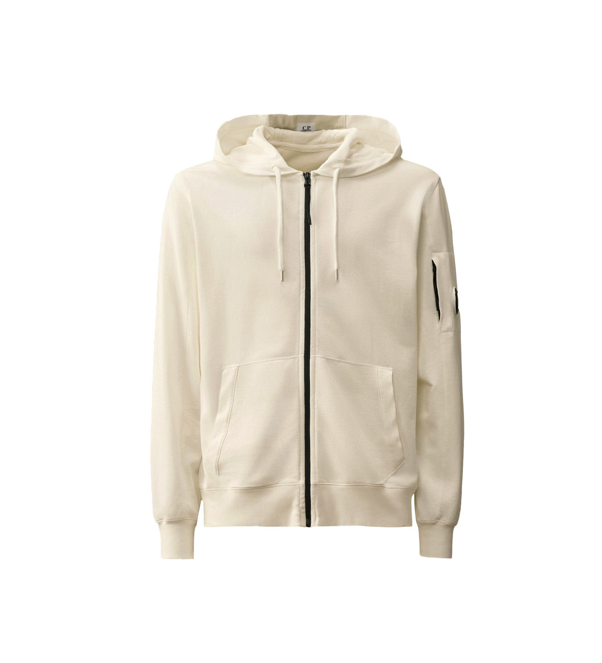 CP Company Light Fleece Full Zip Sweatshirts Hooded Open White Men