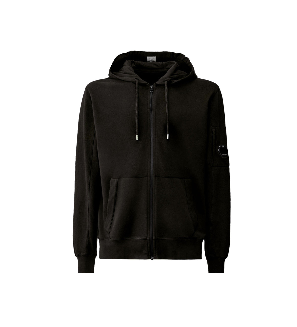 CP Company Light Fleece Full Zip Sweatshirts Hooded Open Black Men