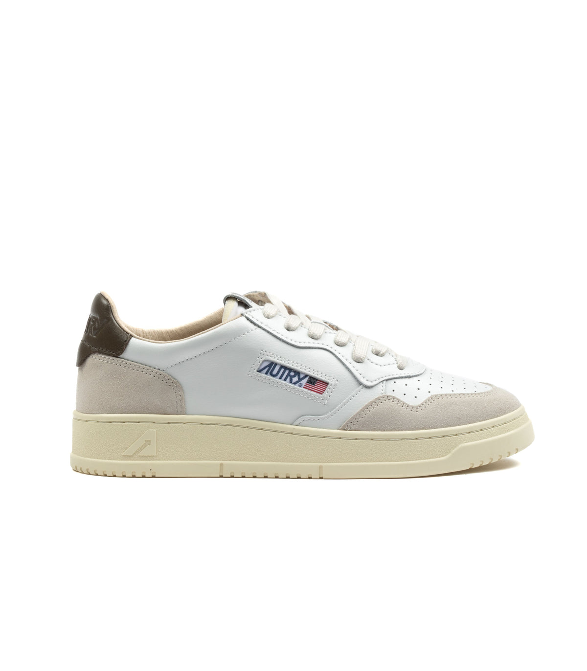 Autry Medalist Low Pelle Suede Bianca Marrone Uomo