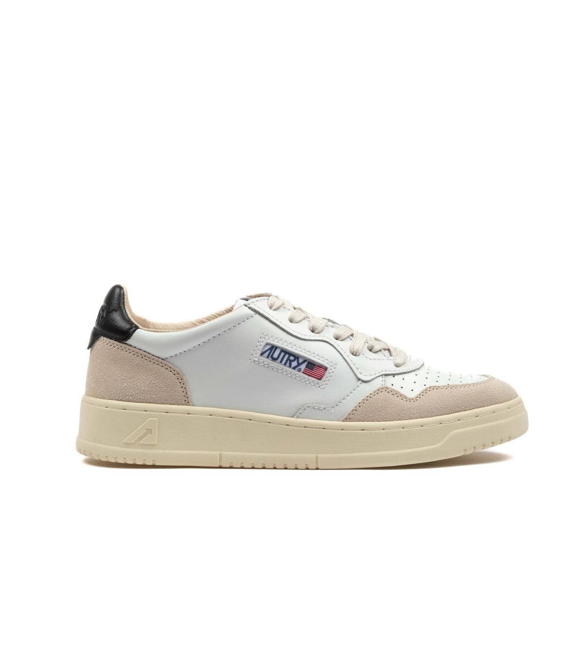 Autry Medalist Low Pelle E Suede Bianca Nera Uomo