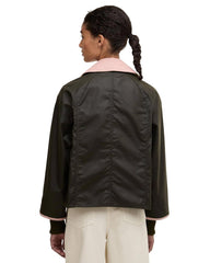 Barbour Cropped Beadnell Waxed Jacket Verde Oliva