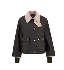 Barbour Cropped Beadnell Waxed Jacket Verde Oliva