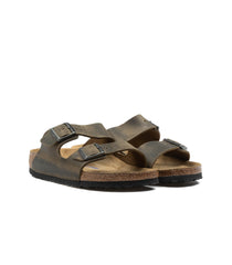 Birkenstock Arizona Sfb Faded Khaki Oiled Leather Suola Morbida Narrow Fit