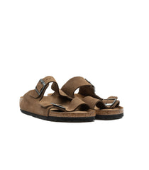 Birkenstock Arizona Sfb Dark Tea Suede Leather Suola Morbida Narrow Fit