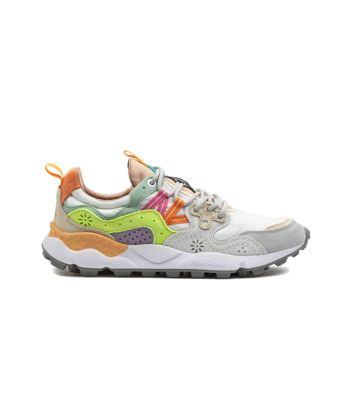 Flower Mountain Yamano 3 Woman Suede Mesh White Pastel Multi