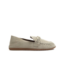 Mou Slip-On Suede Ballerina Letter Logo