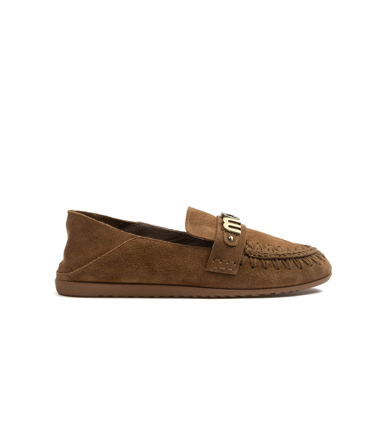 Mou Slip-On Suede Ballerina Letter Logo