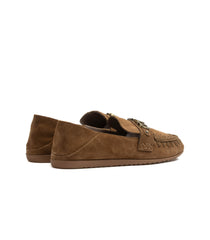 Mou Slip-On Suede Ballerina Letter Logo