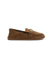 Mou Slip-On Suede Ballerina Letter Logo