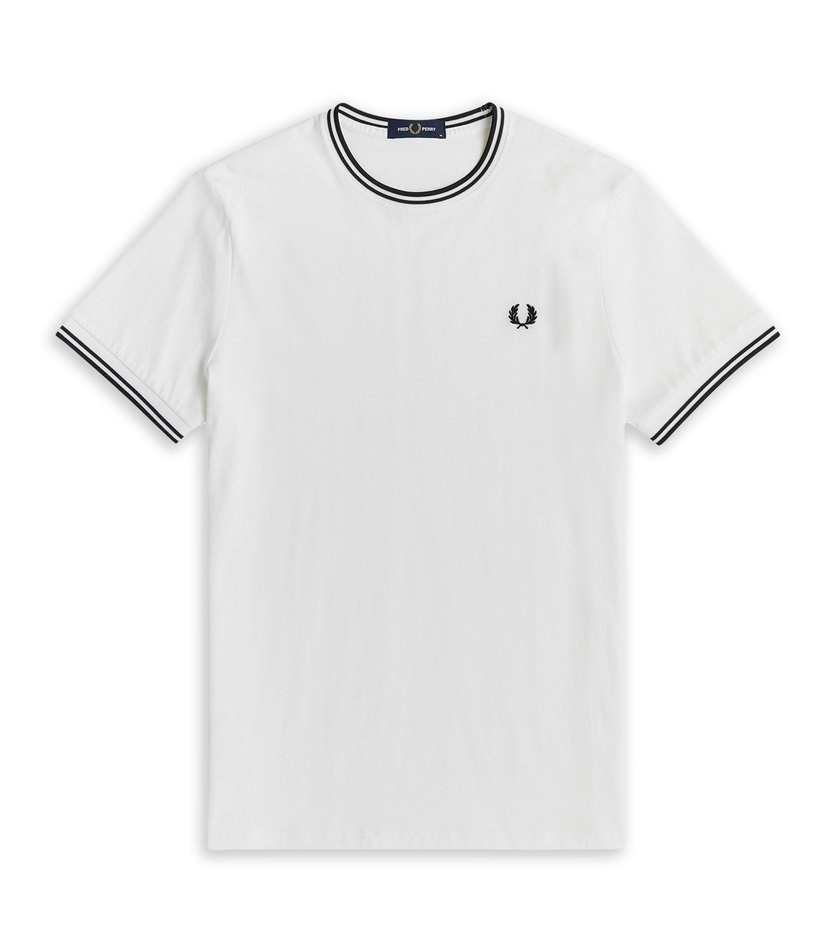 Fred Perry White Striped Neck T-Shirt for Men