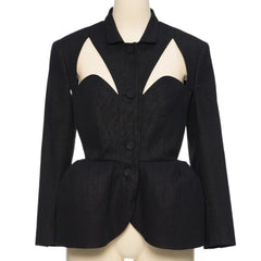 pushBUTTON BLACK HOURGLASS CUTOUT JACKET